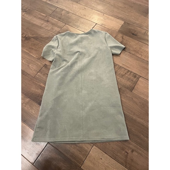Zara Mini Dress Short Sleeve Olive Green Casual Career Party S - Picture 4 of 4